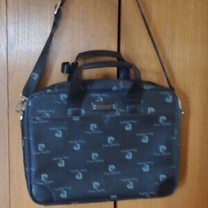 Pierre Cardin laptop brief case with handle & strap brown vinyl Vintage